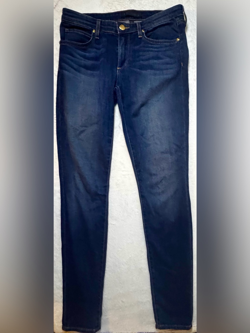 Juicy Couture Medium Dark Denim Skinny Jeans with small gold logo on back pocket